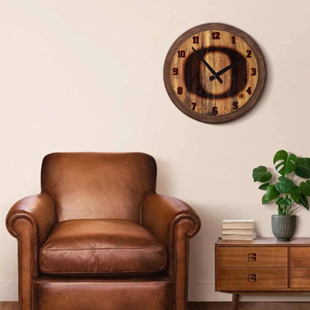Oregon Ducks: Branded "Faux" Barrel Top Wall Clock