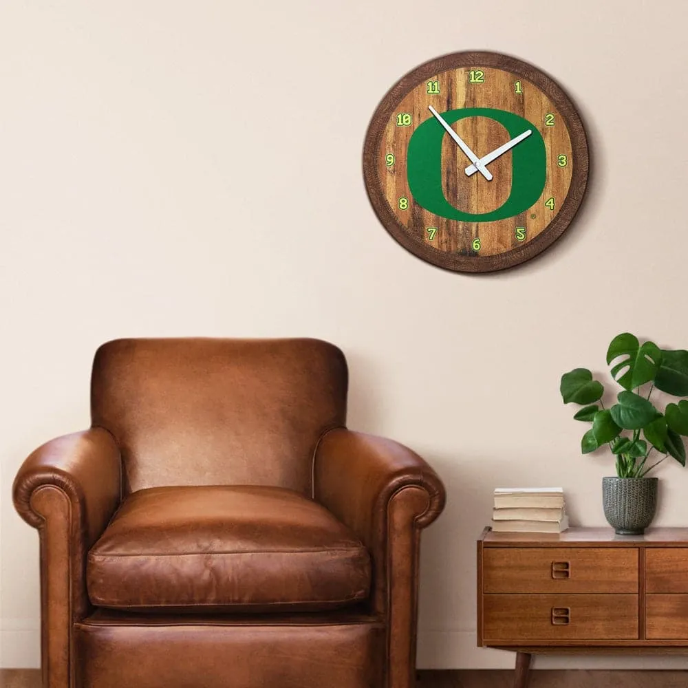 Oregon Ducks: Faux Barrel Top Wall Clock