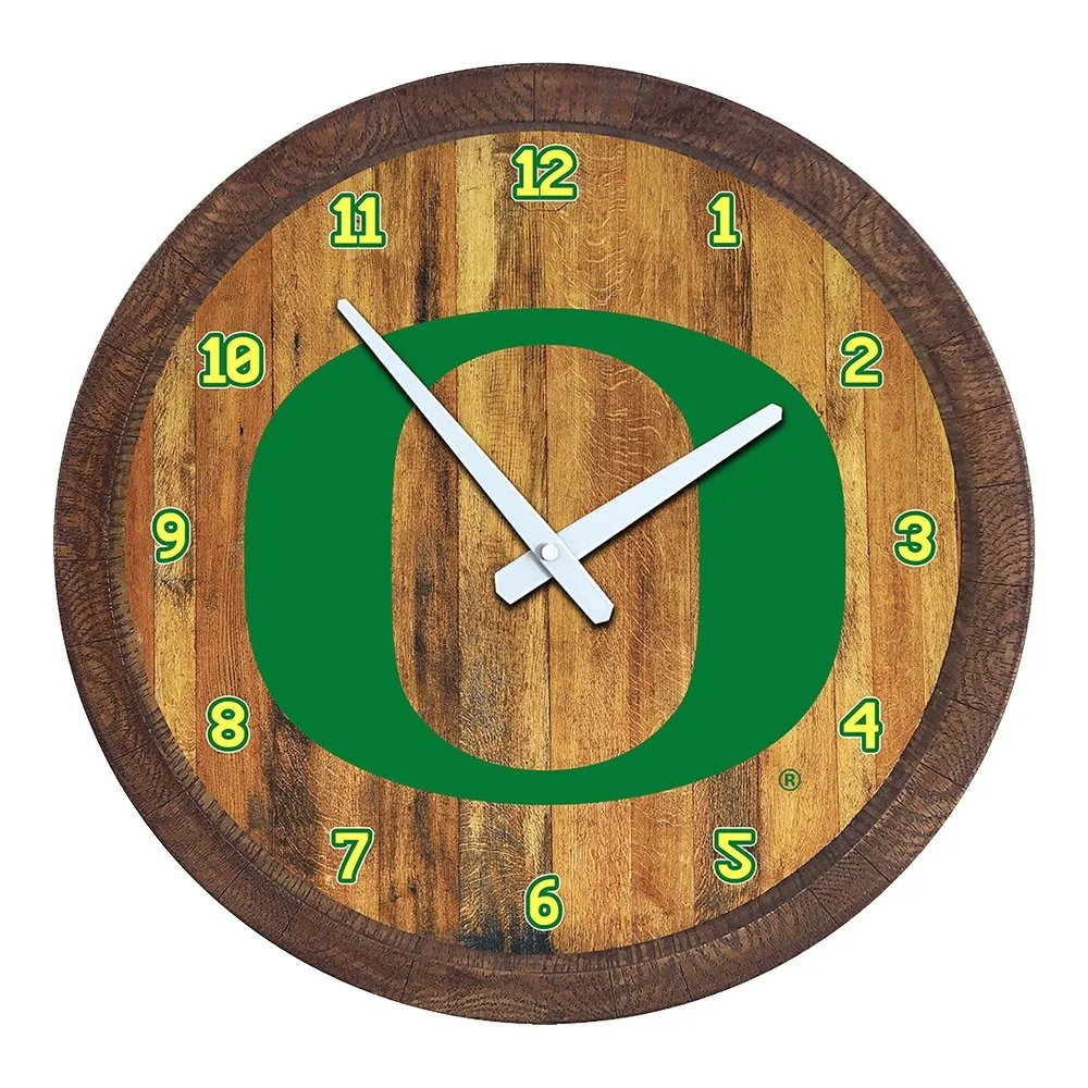 Oregon Ducks: Faux Barrel Top Wall Clock