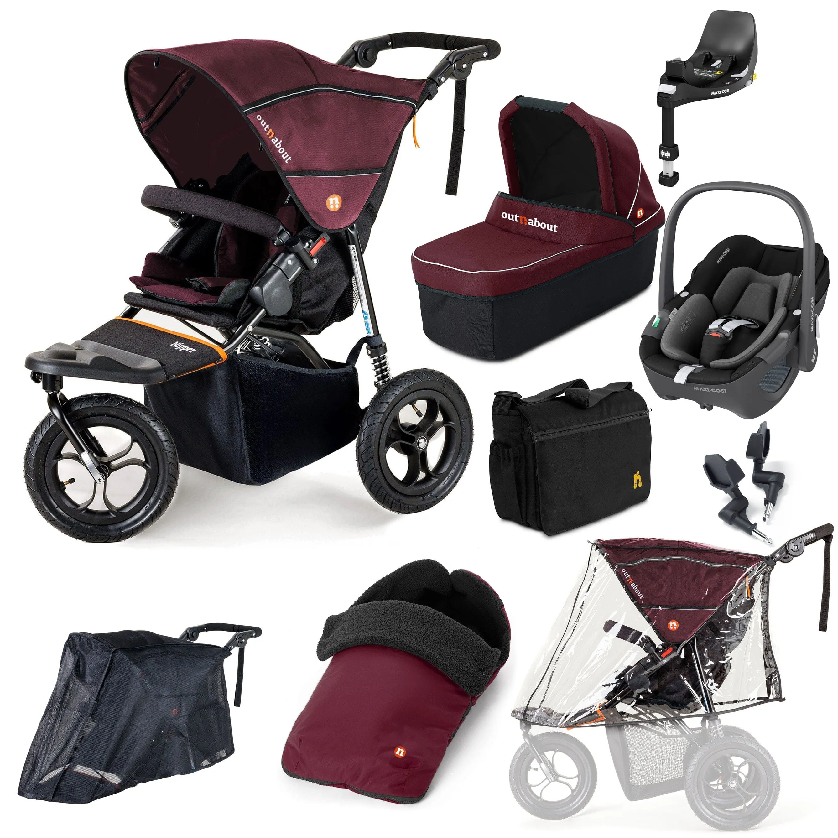 Out n About Nipper Single Maxi-Cosi Ultimate Kit in Brambleberry Red
