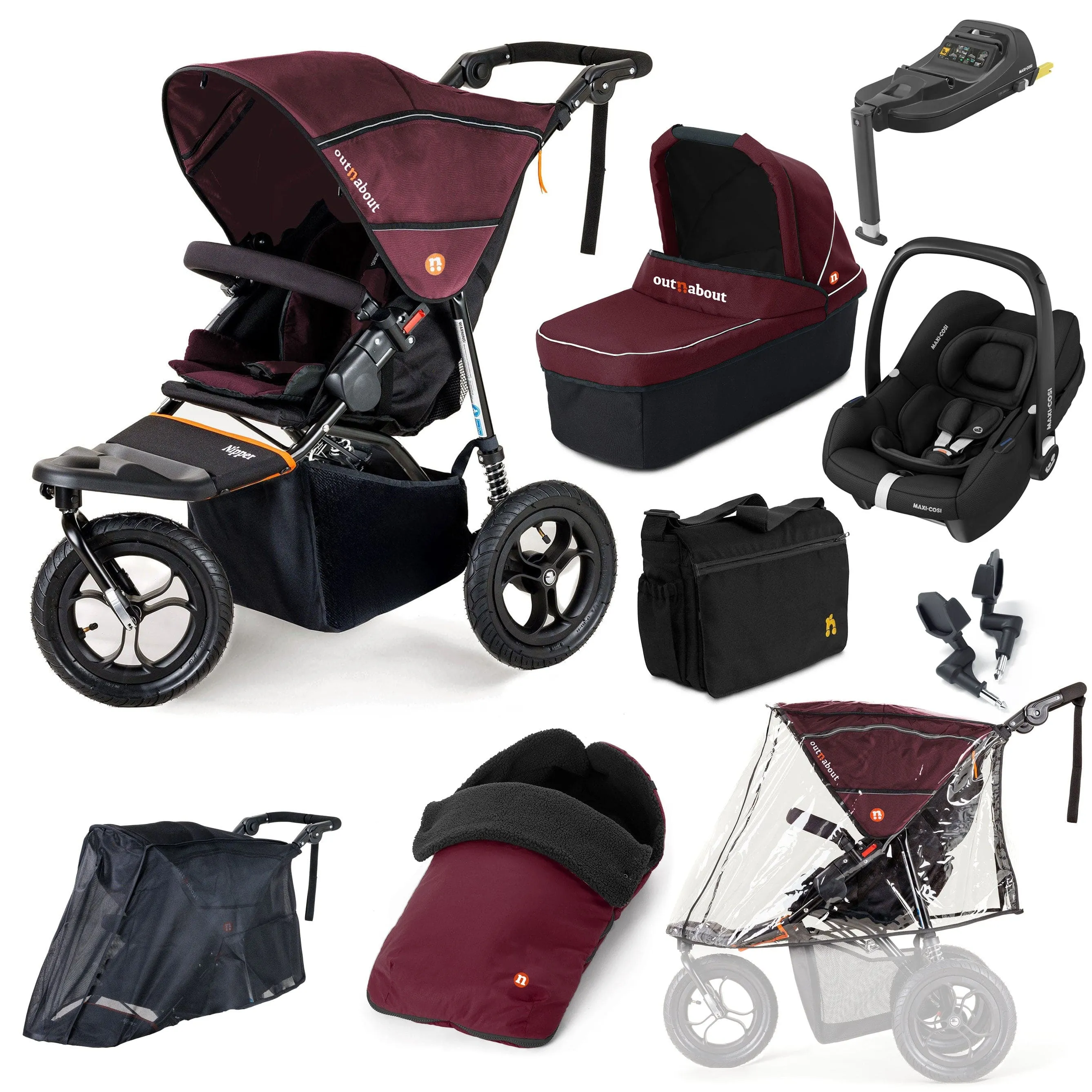 Out n About Nipper Single Maxi-Cosi Ultimate Kit in Brambleberry Red