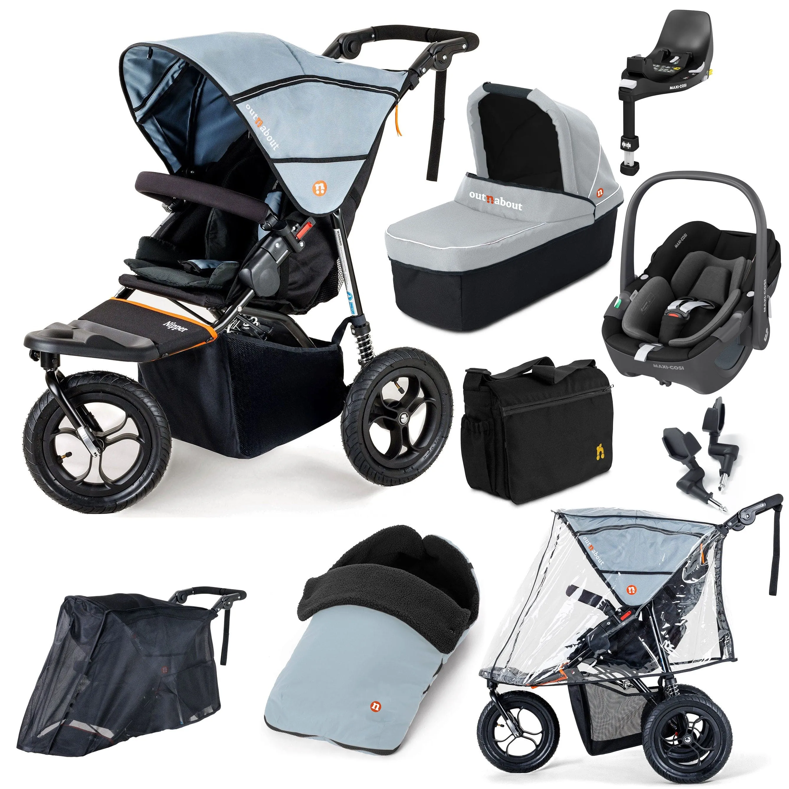 Out n About Nipper Single Maxi-Cosi Ultimate Kit in Rock Salt Grey