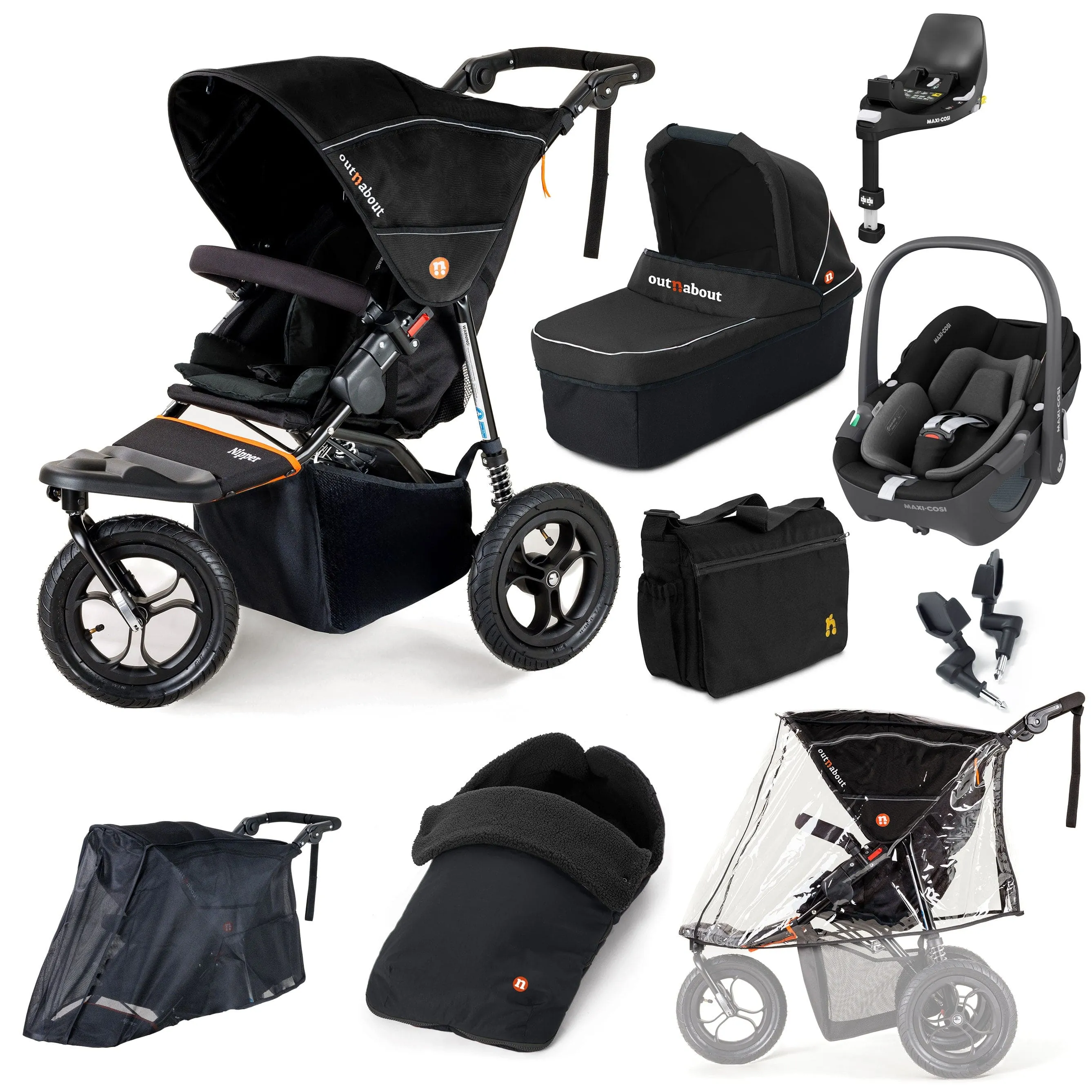 Out n About Nipper Single Maxi-Cosi Ultimate Kit in Summit Black