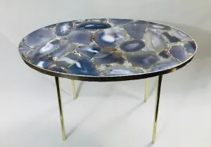 Oval Agate Gemstone Quartz Organic Edge Side Table