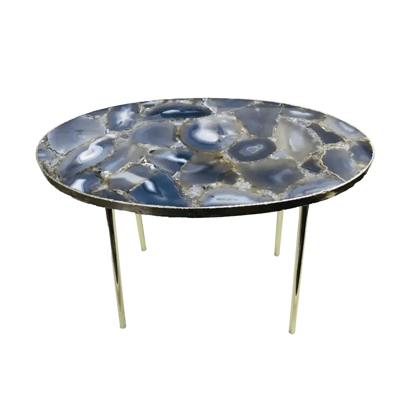 Oval Agate Gemstone Quartz Organic Edge Side Table