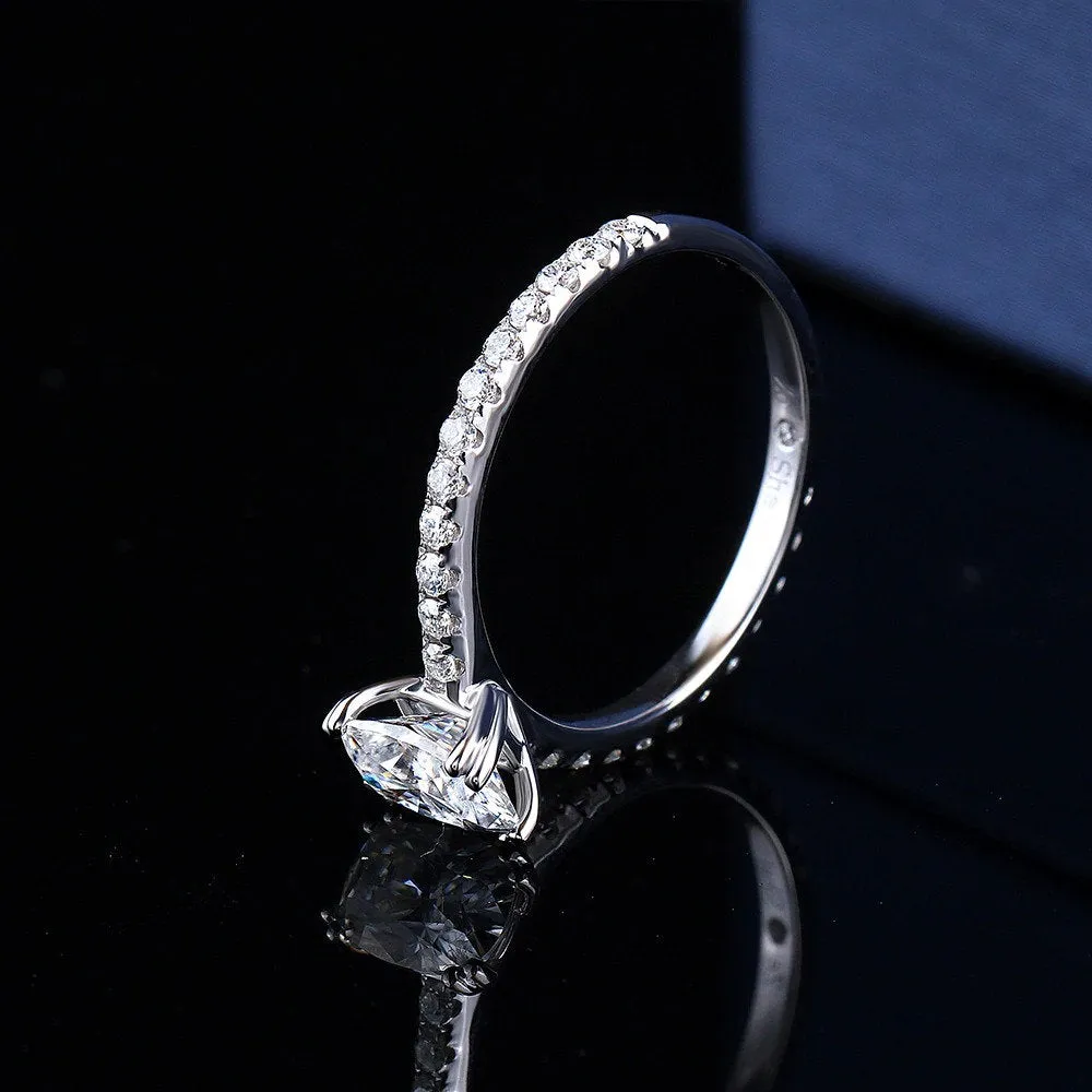 Oval cut Moissanite Engagement Bridal Set White Gold Vintage Unique Cluster Engagement Set For Women Wedding Ring set anniversary Gift