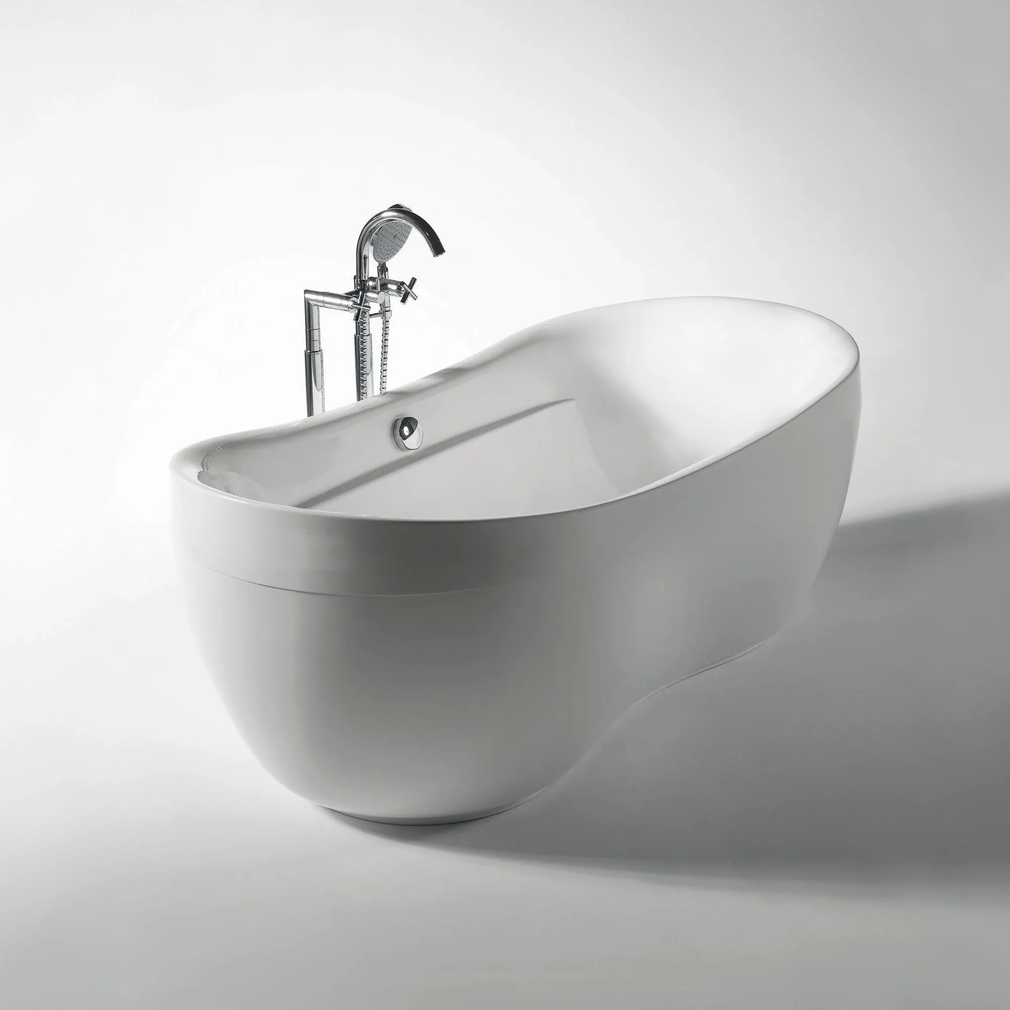 Oval Double Ended Lucite Acrylic Freestanding Bathtub with Curved Rim