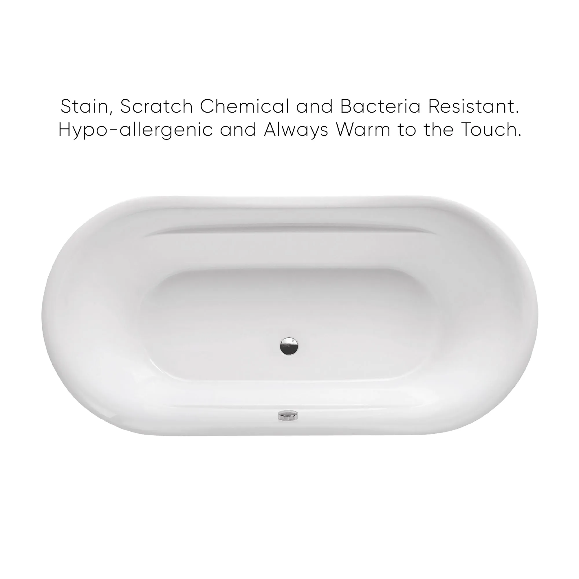 Oval Double Ended Lucite Acrylic Freestanding Bathtub with Curved Rim