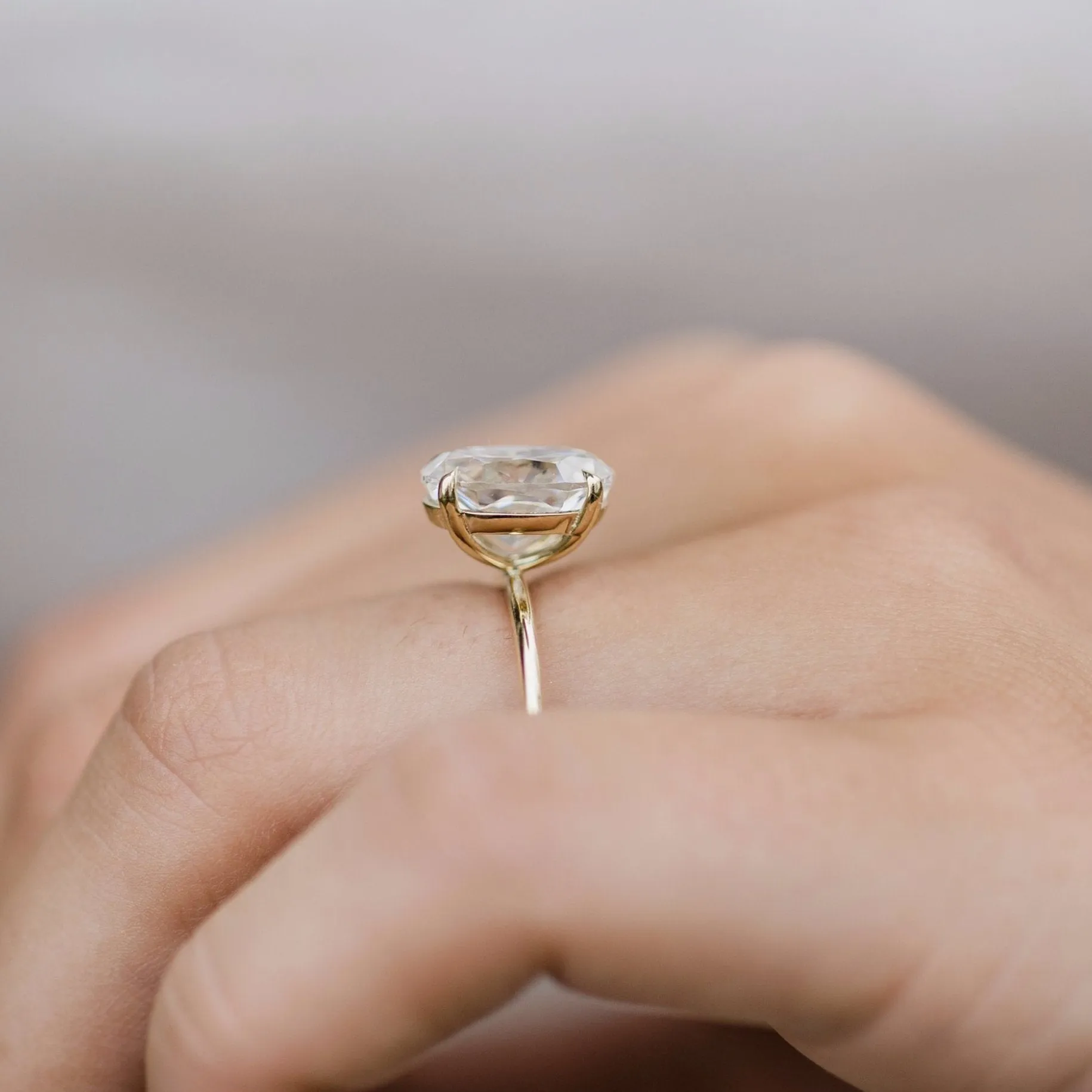 Oval Moissanite engagement ring vintage unique Cluster yellow gold engagement ring for women Oval diamond wedding Bridal Anniversary gift