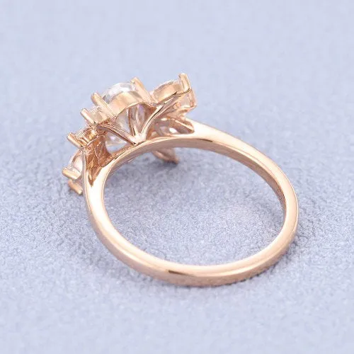 Oval Moissanite engagement ring vintage Unique Marquise cut diamond Cluster ring Rose gold ring engagement ring Bridal ring Anniversary ring