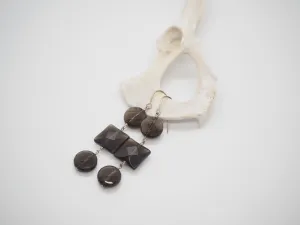 OXO Triple Smoky Quartz and Sterling Silver Earrings - Featherhead Studio