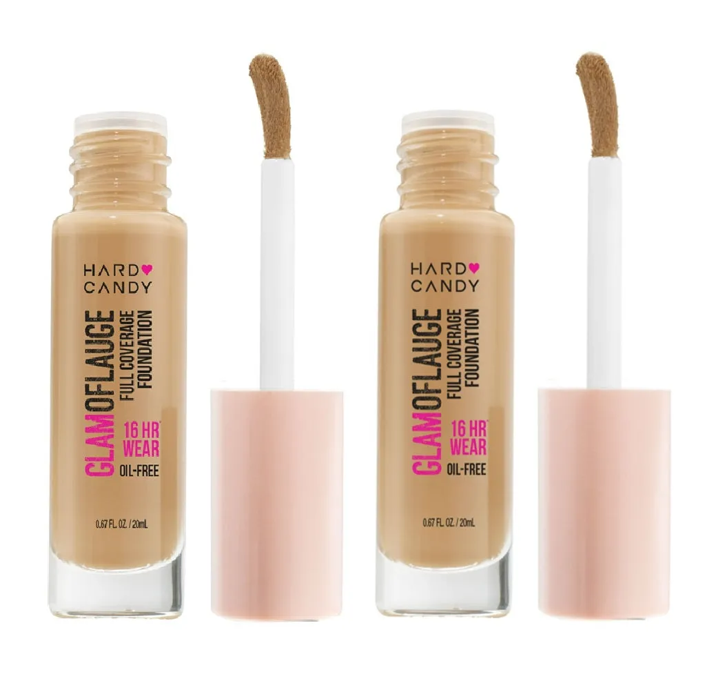 Pack of 2 Hard Candy Glamoflauge Full Coverage Foundation 16 HR Wear, Caramel 1516