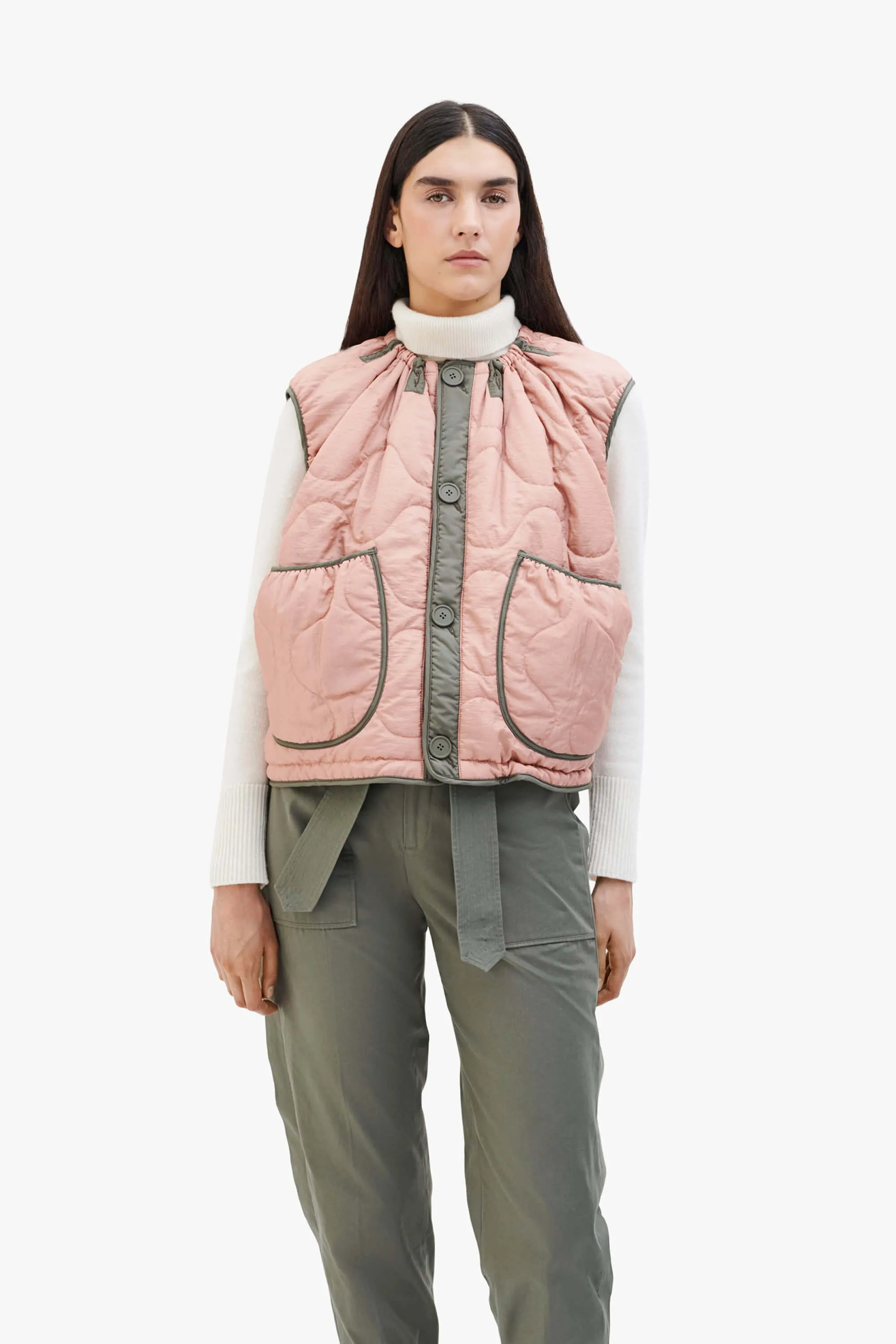 Parachute Quilt Vest - Bronze / Pale Pink