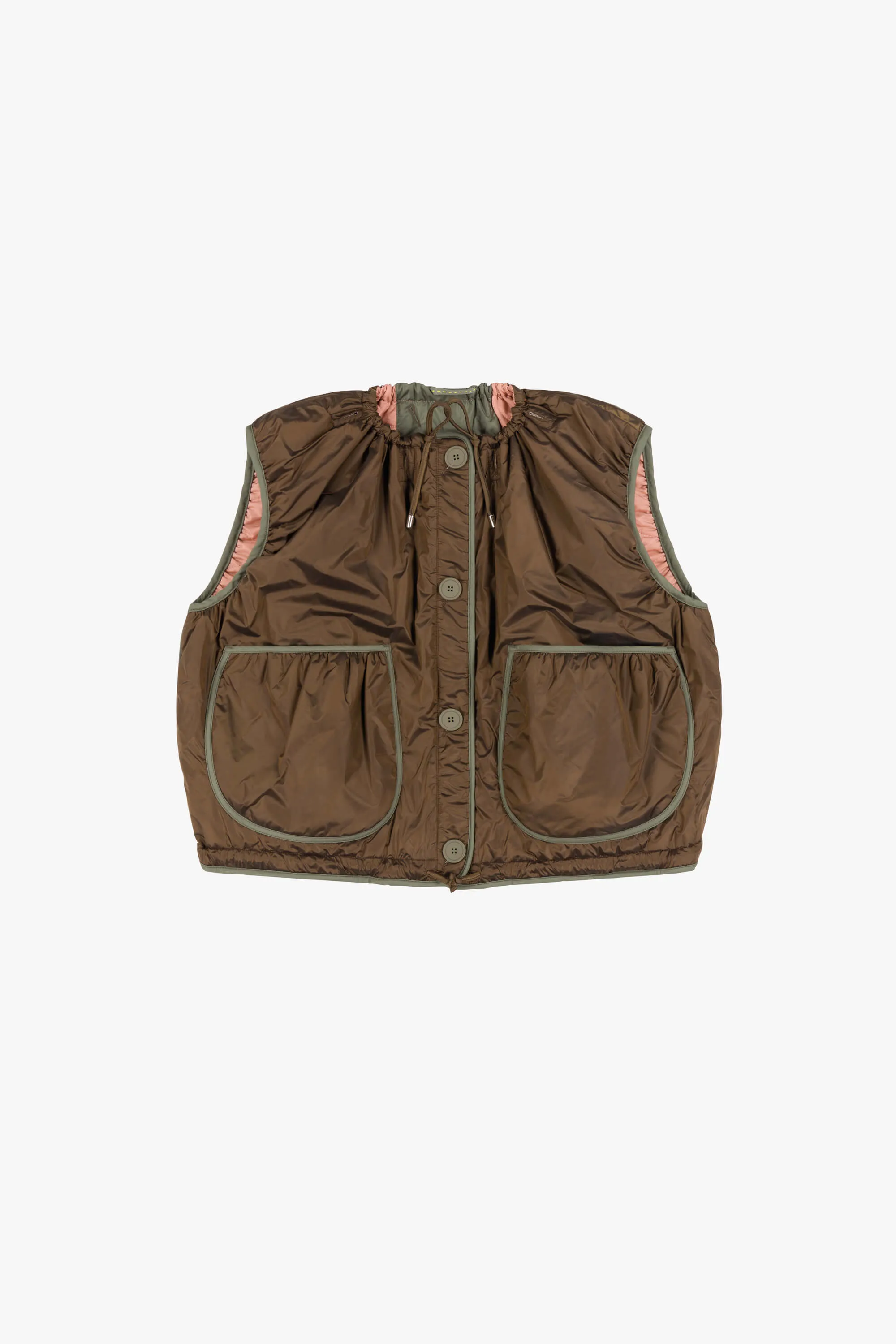 Parachute Quilt Vest - Bronze / Pale Pink