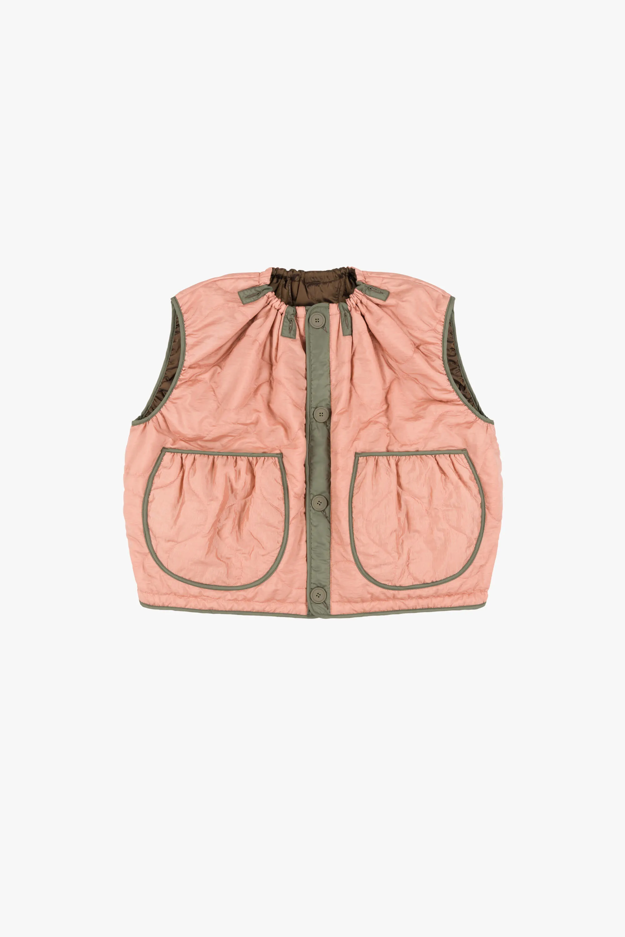 Parachute Quilt Vest - Bronze / Pale Pink