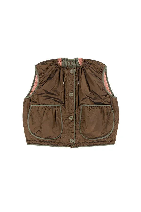 Parachute Quilt Vest - Bronze / Pale Pink