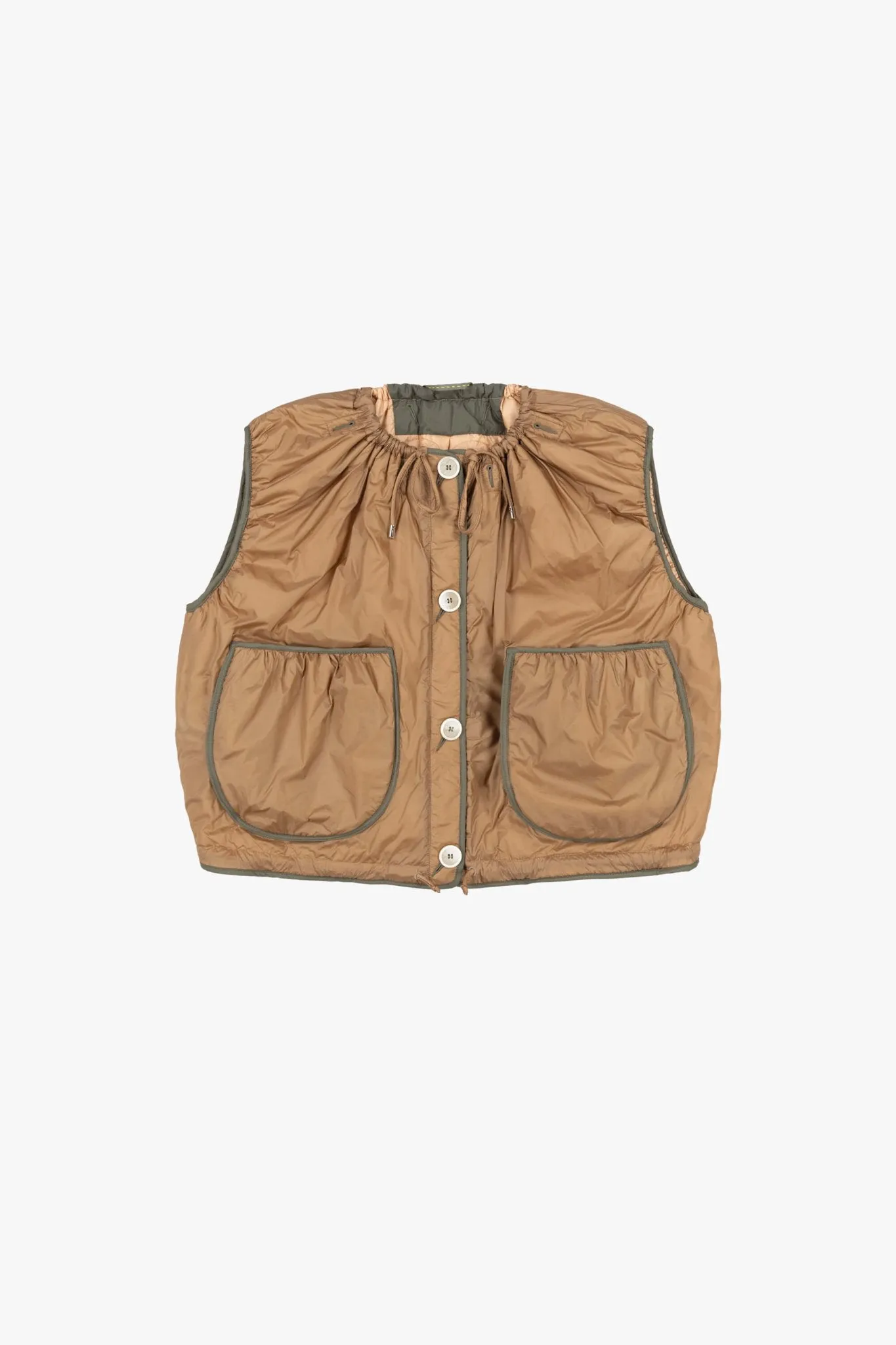 Parachute Quilt Vest - Mocha Brown / Soft Peach