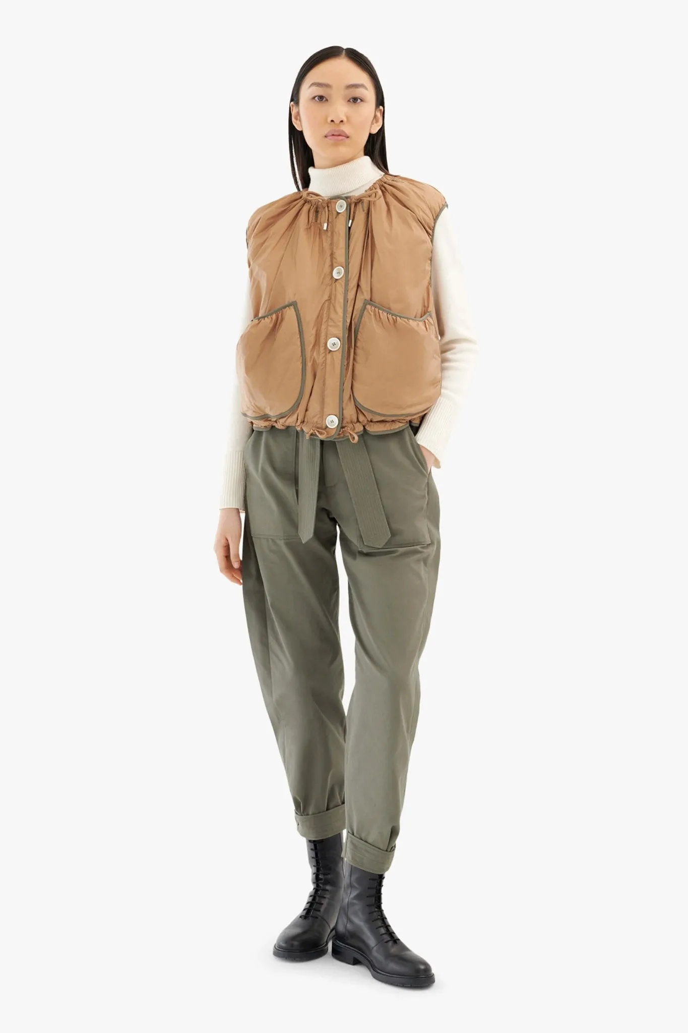 Parachute Quilt Vest - Mocha Brown / Soft Peach