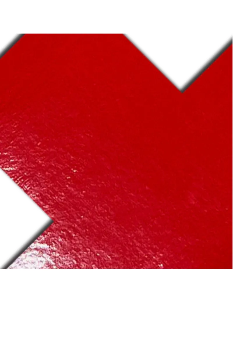 Pastease Faux Latex Pleather Vinyl Cross Nipple Pasties - Red