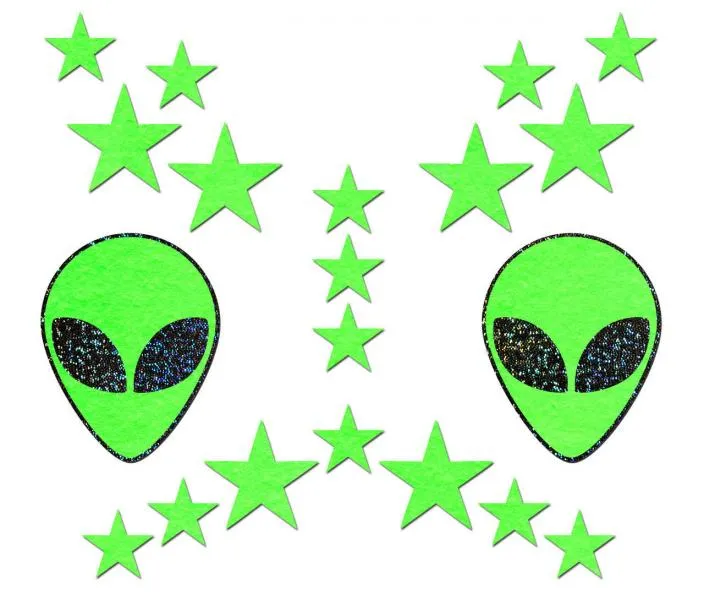 Pastease Set: Neon/Glow Green & Black Alien - One Size