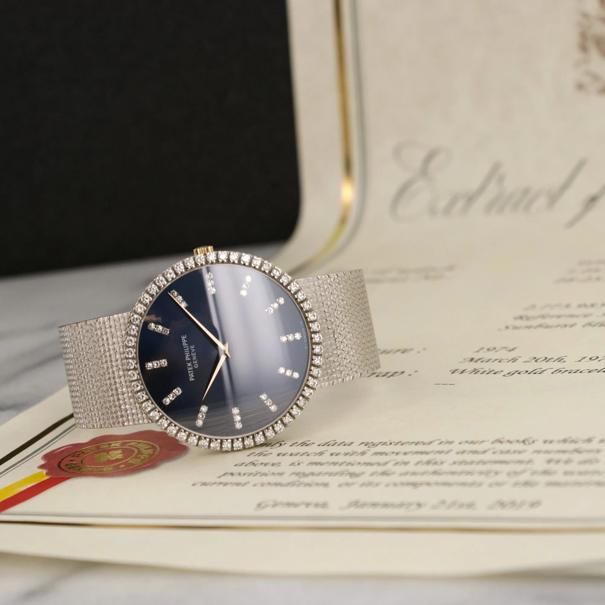 Patek Philippe White Gold Diamond Watch Ref. 3588