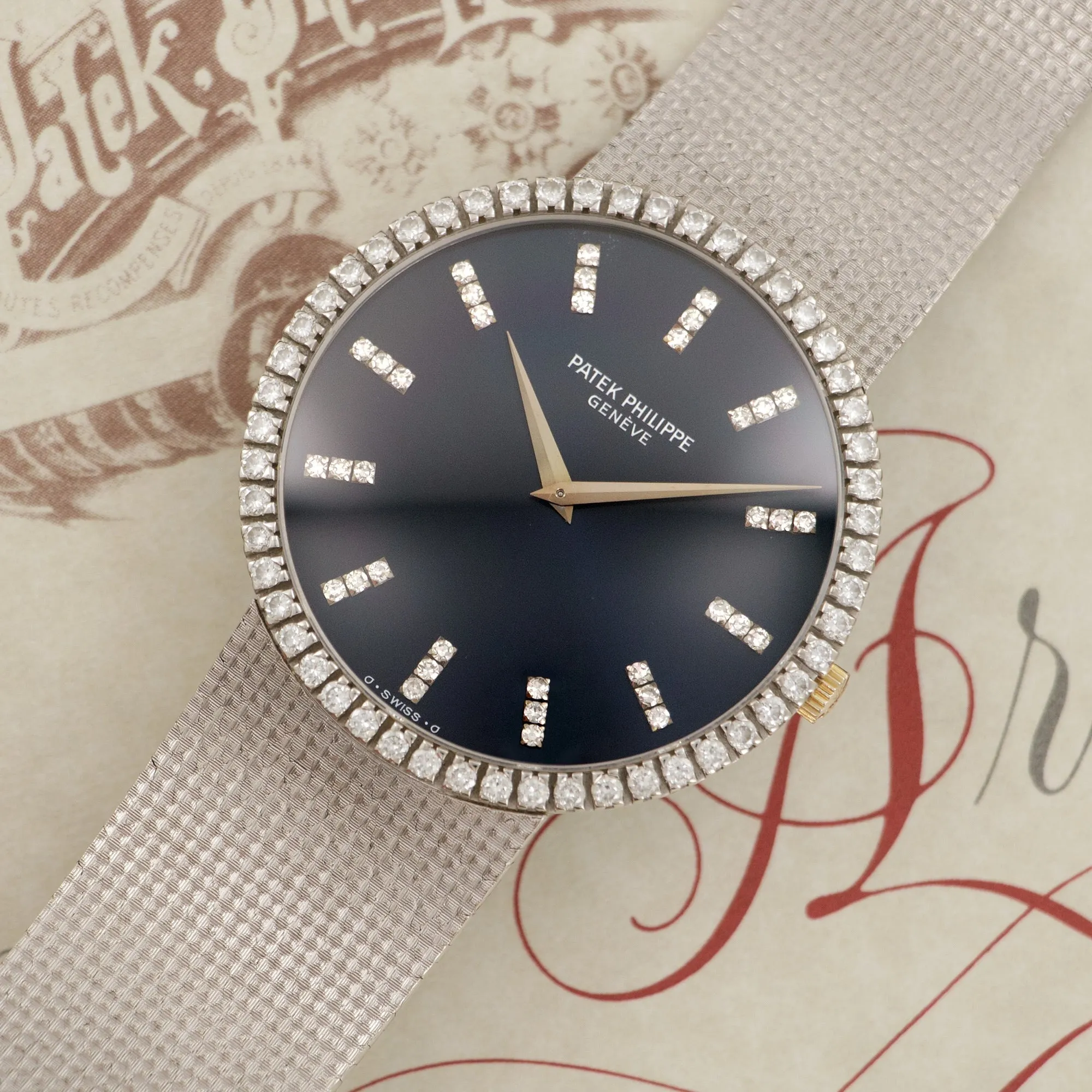 Patek Philippe White Gold Diamond Watch Ref. 3588