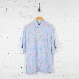 Patterned Short Sleeve Shirt - Blue - XL