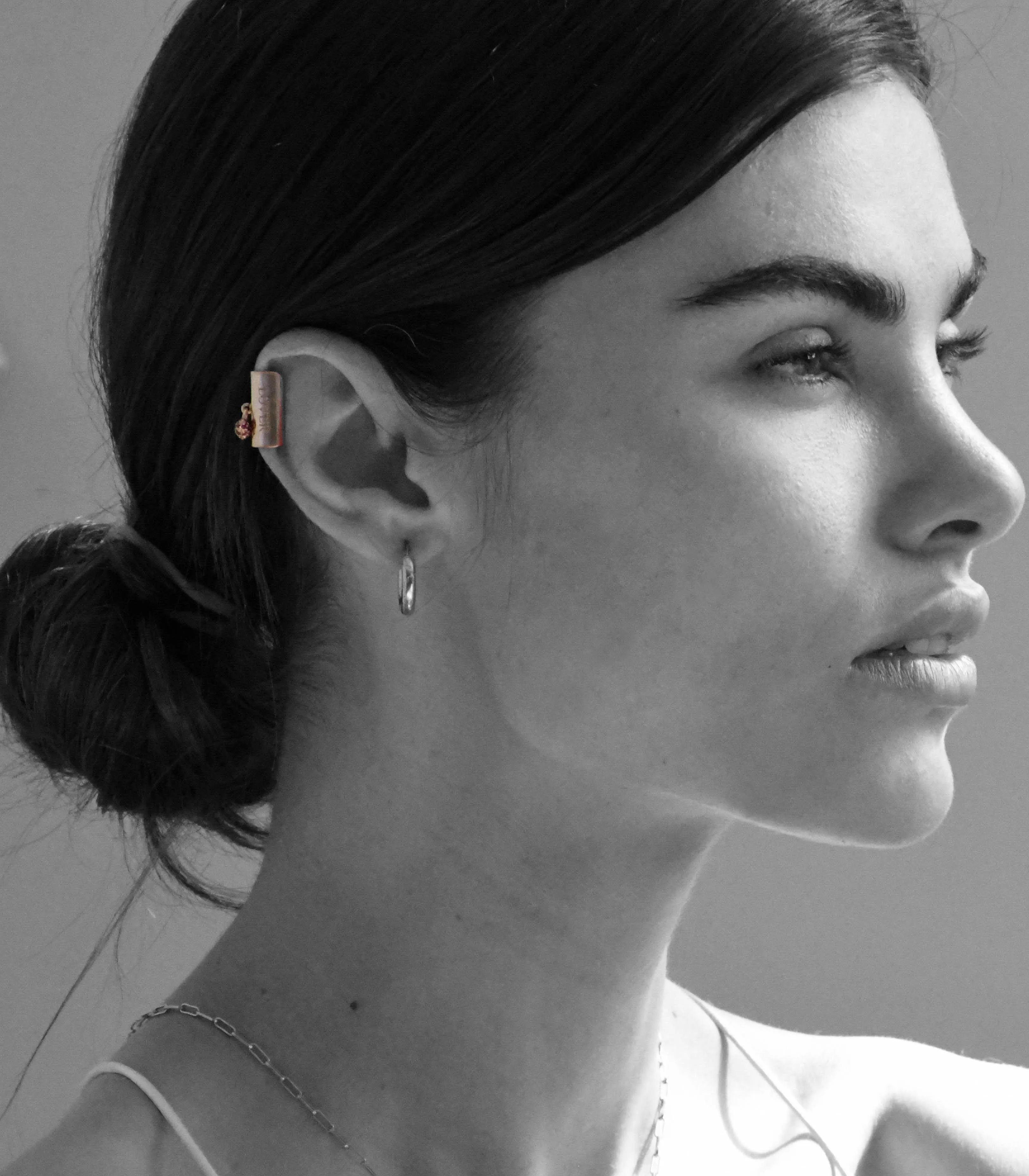 Pavé Ruby Heart Ear Cuff