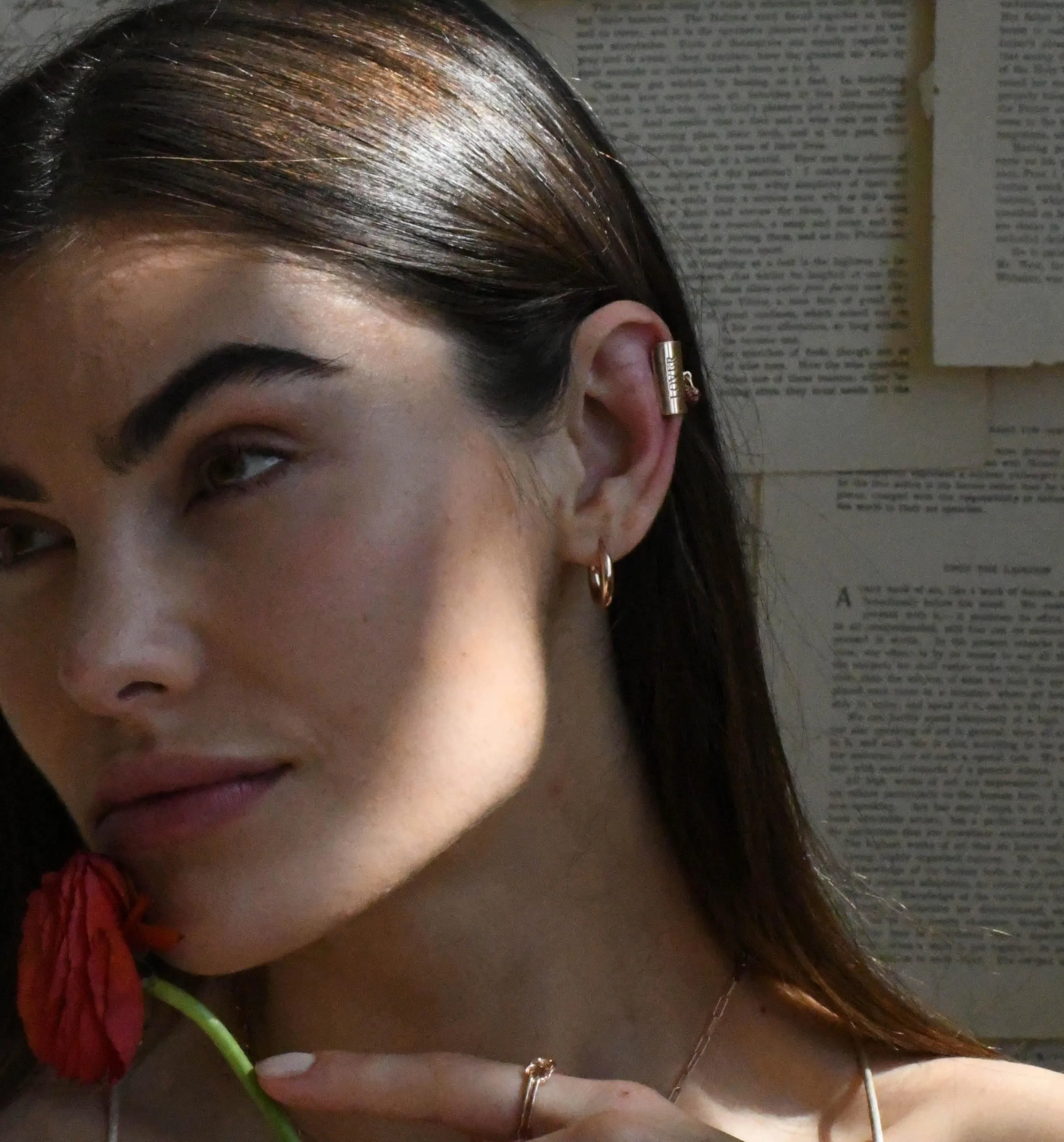 Pavé Ruby Heart Ear Cuff