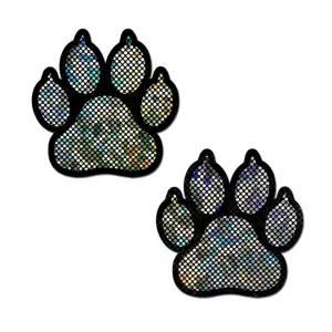 Paw Print Pasties - Disco Silver/Black