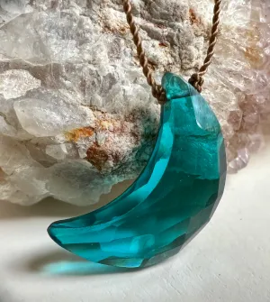 Peacock Quartz Moon Cord Necklace