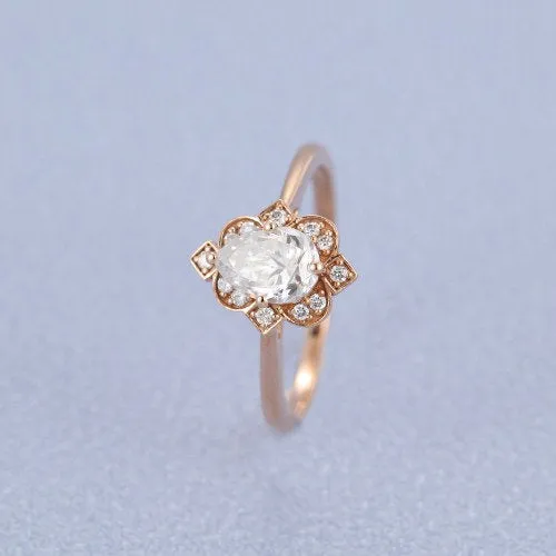 Pear Cut Diamond Rose Gold Vintage Engagement Ring for women Unique Elegant Surprise promise Wedding anniversary Fancy jewellery gift to her