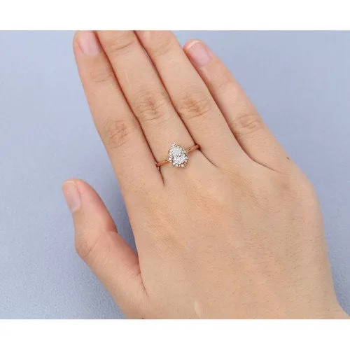 Pear Cut Diamond Rose Gold Vintage Engagement Ring for women Unique Elegant Surprise promise Wedding anniversary Fancy jewellery gift to her
