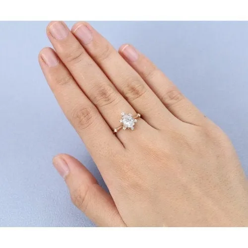Pear Cut Moissanite Ring Vintage Moissanite Wedding Ring 14k Rose Gold Unique Pave Engagement Ring 6x8mm Stackable Promise Ring