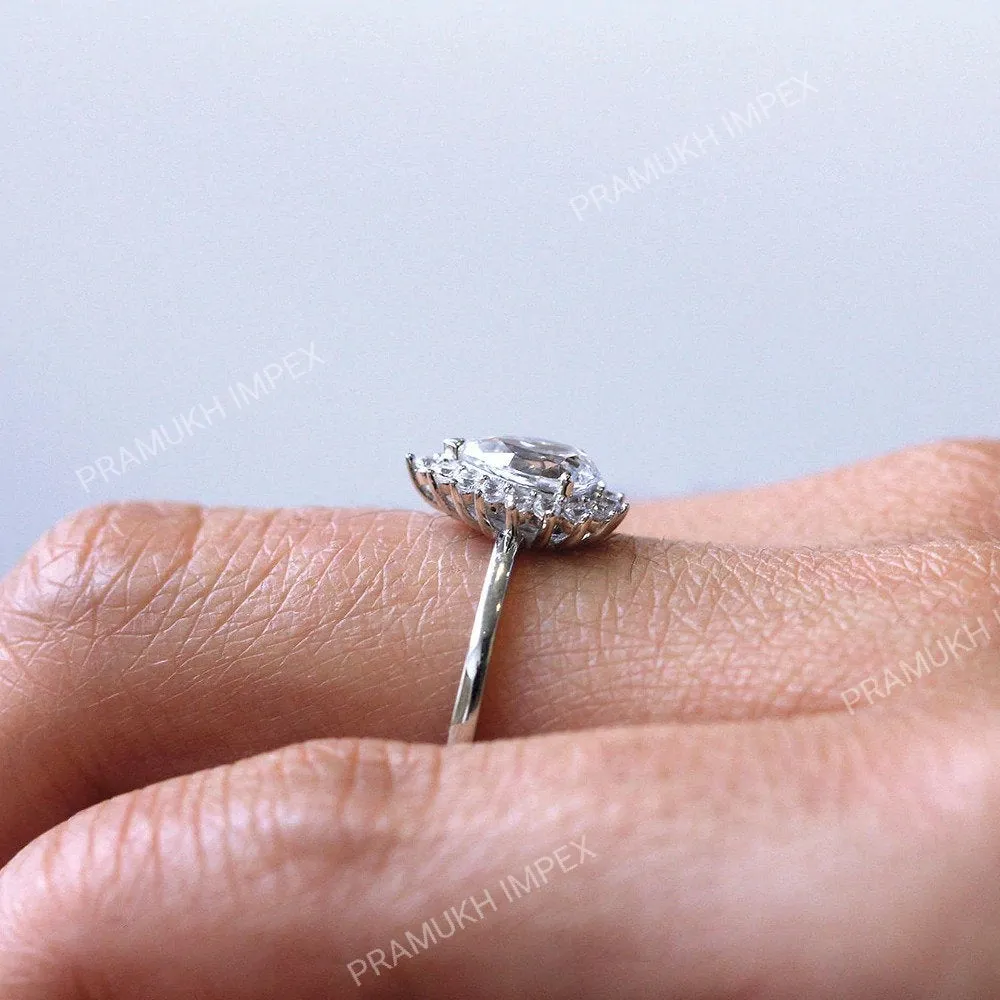 Pear Moissanite vintage unique halo rose gold engagement ring for women Elegant Art Deco Diamond Jewellery wedding Anniversary gift for Her