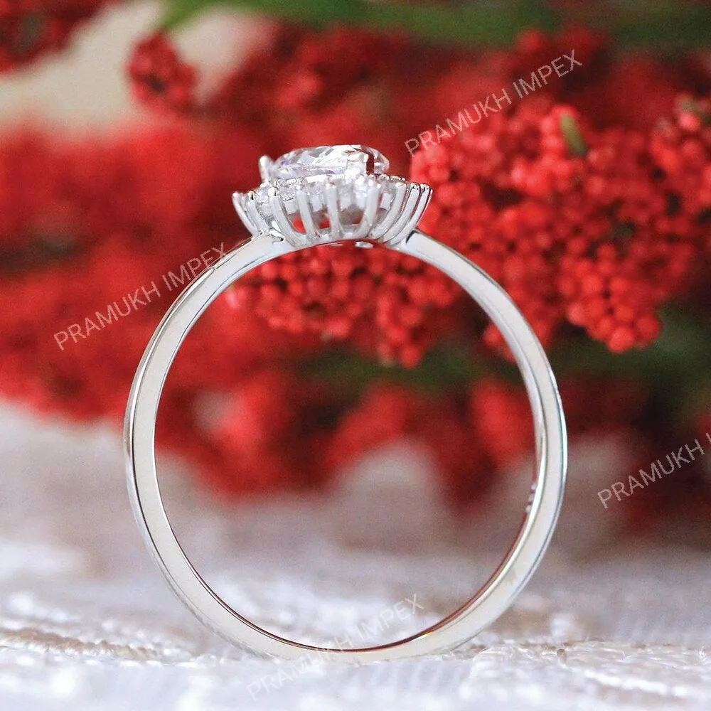Pear Moissanite vintage unique halo rose gold engagement ring for women Elegant Art Deco Diamond Jewellery wedding Anniversary gift for Her