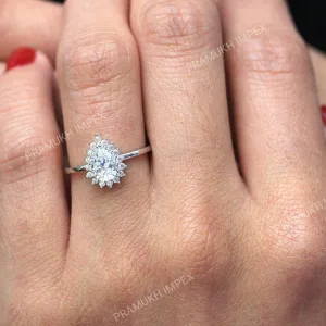 Pear Moissanite vintage unique halo rose gold engagement ring for women Elegant Art Deco Diamond Jewellery wedding Anniversary gift for Her