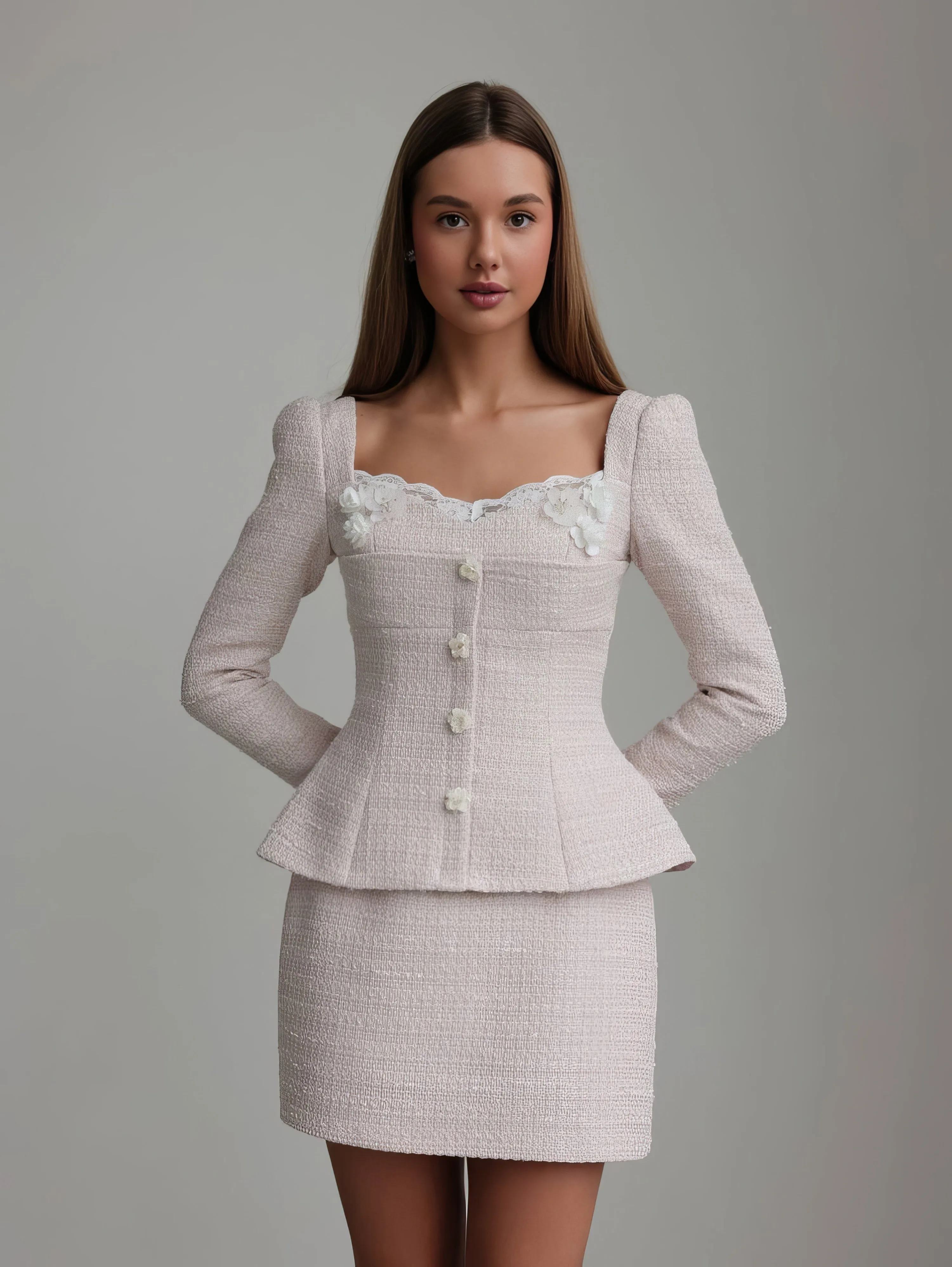 Pearl Bouclé Peplum Set