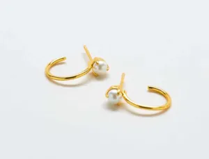 Pearl Hoop Mini Earrings