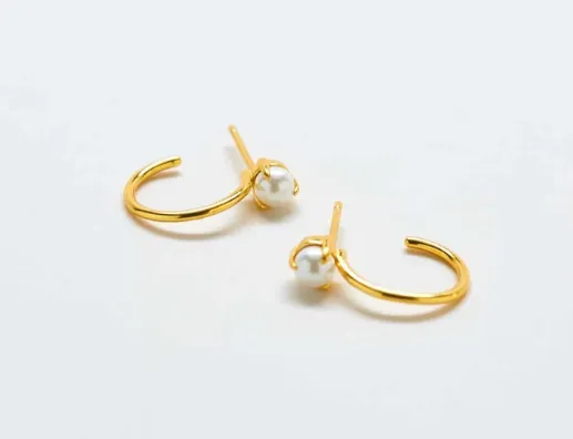 Pearl Hoop Mini Earrings