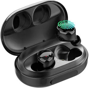 Peatop Wireless Earbuds Bluetooth V5.0 Wireless Headphones with Wireless Charging Case ,Stereo HiFi Sound Deep Bass Wireless Headphones ,IPX8 Waterproof Bluetooth Earbuds for Sports, Built-in Dual Mics Headset for iOS and Android