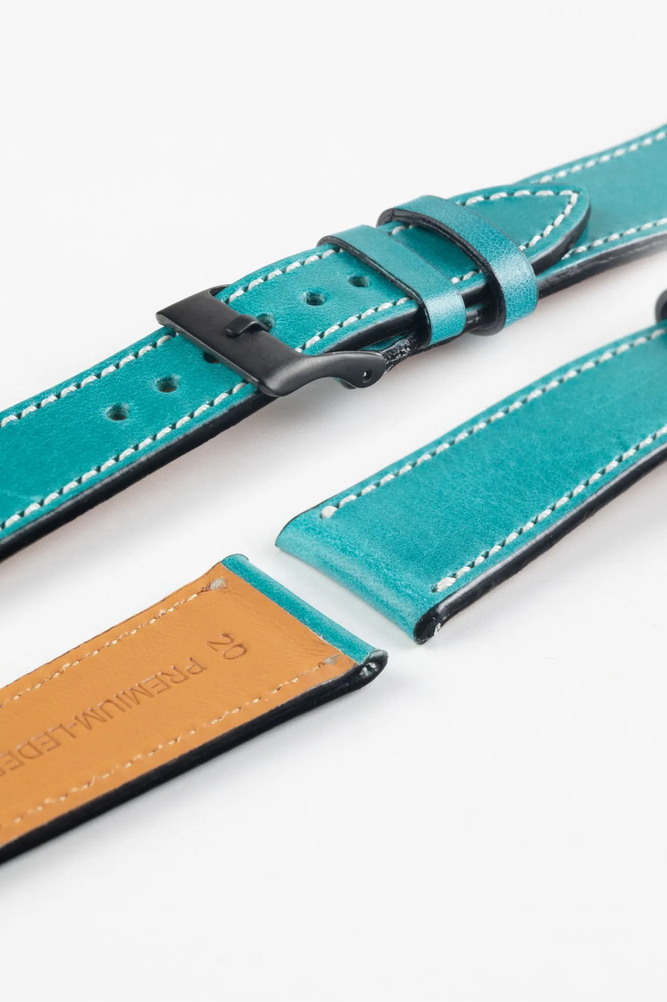Pebro VIBRANT Genuine Leather Watch Strap in PETROL BLUE