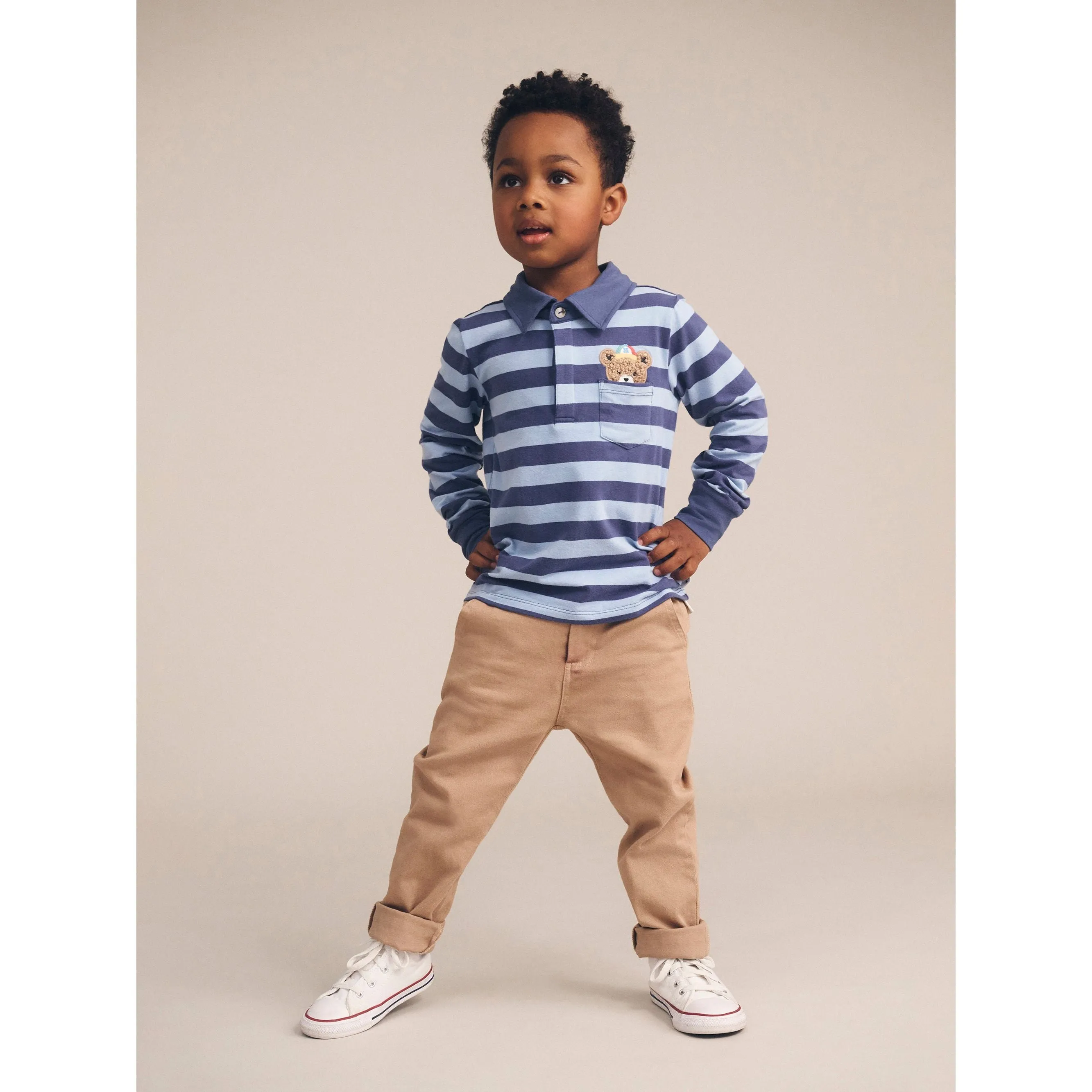 Peeping Hux Blue Stripe Polo