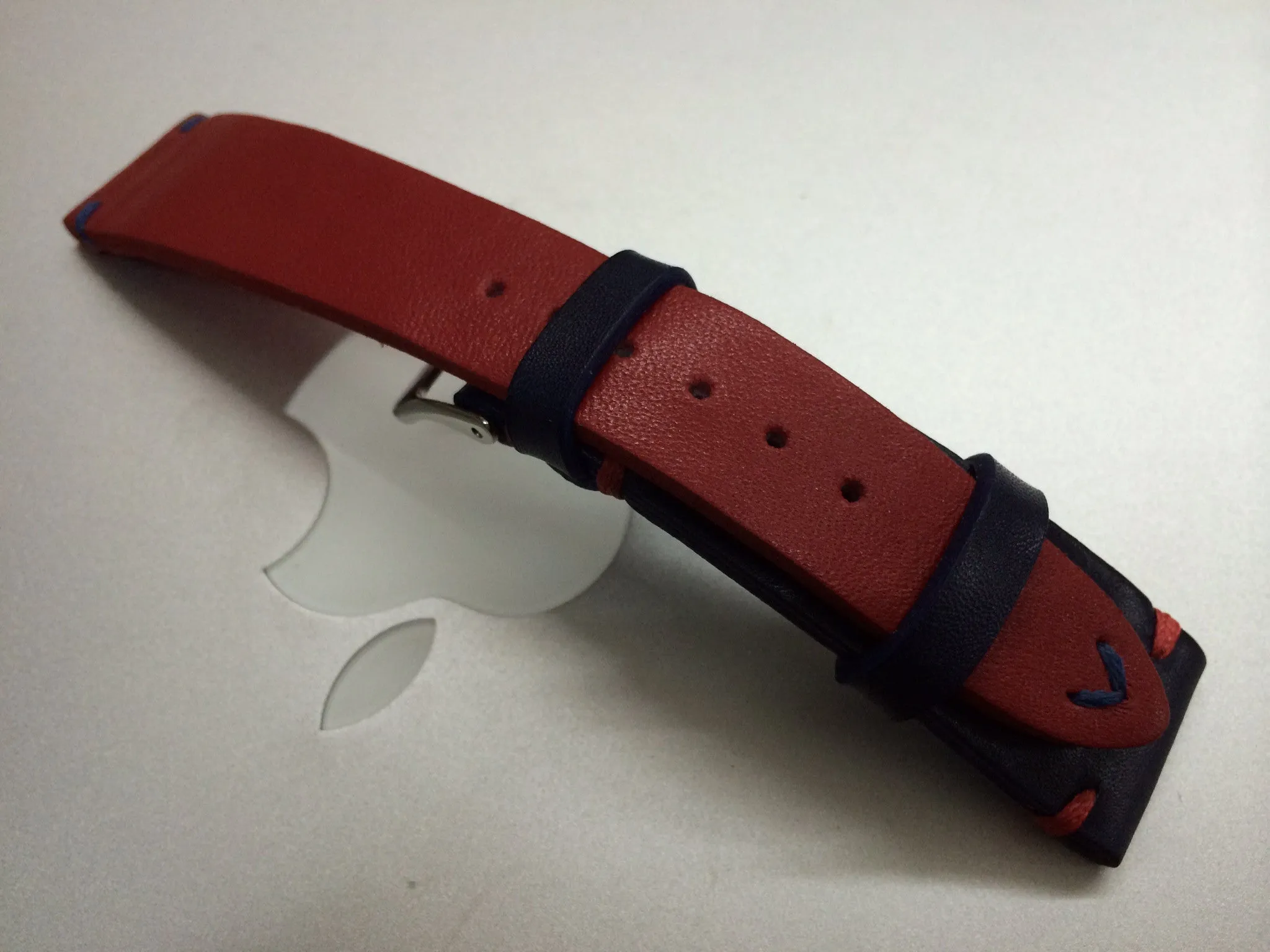 Pepsi Bezel GMT Watch Strap, Leather Watch Strap 20mm, Blue and Red Watch Band