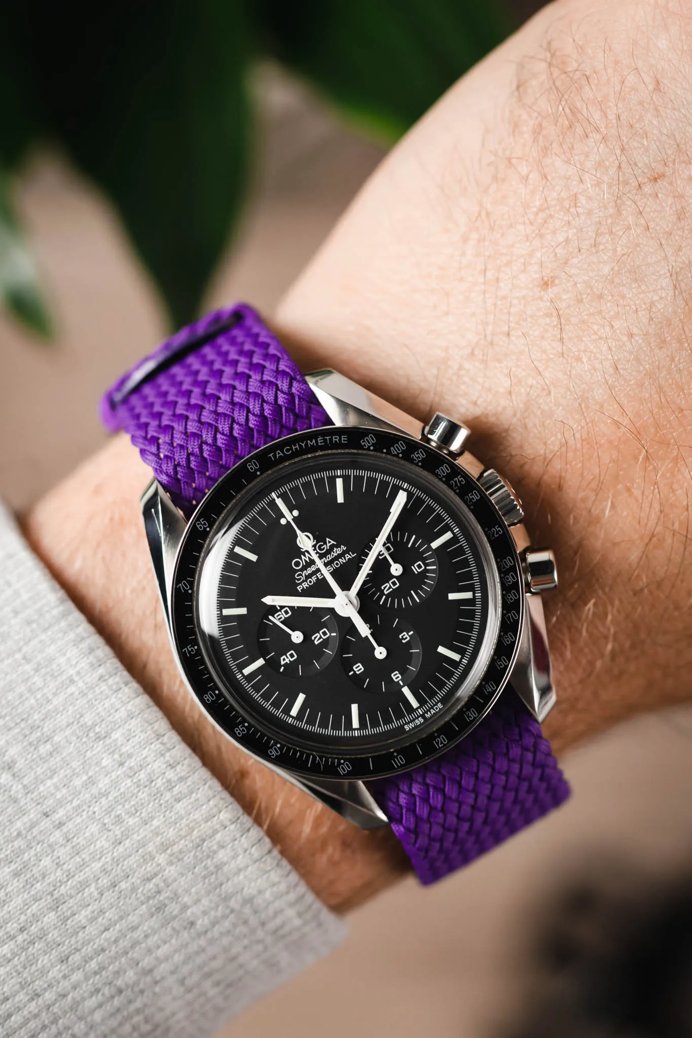 PERLON Braided Nylon One Piece Watch Strap & Buckle in VIOLET