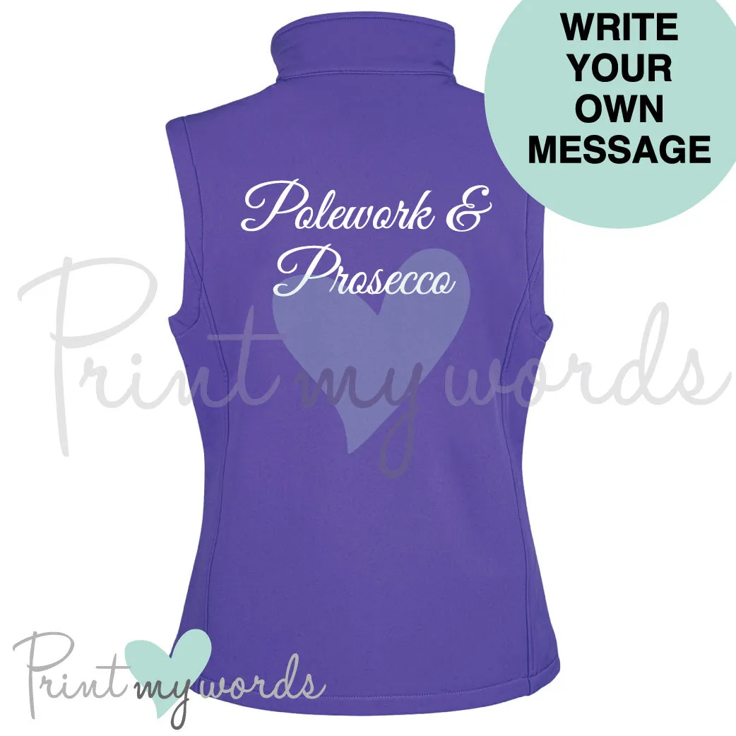 Personalised Equestrian Write Your Own Message Luxury Font Soft Shell Gilet Body Warmer Jacket