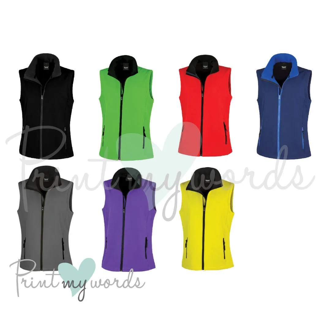 Personalised Equestrian Write Your Own Message Luxury Font Soft Shell Gilet Body Warmer Jacket