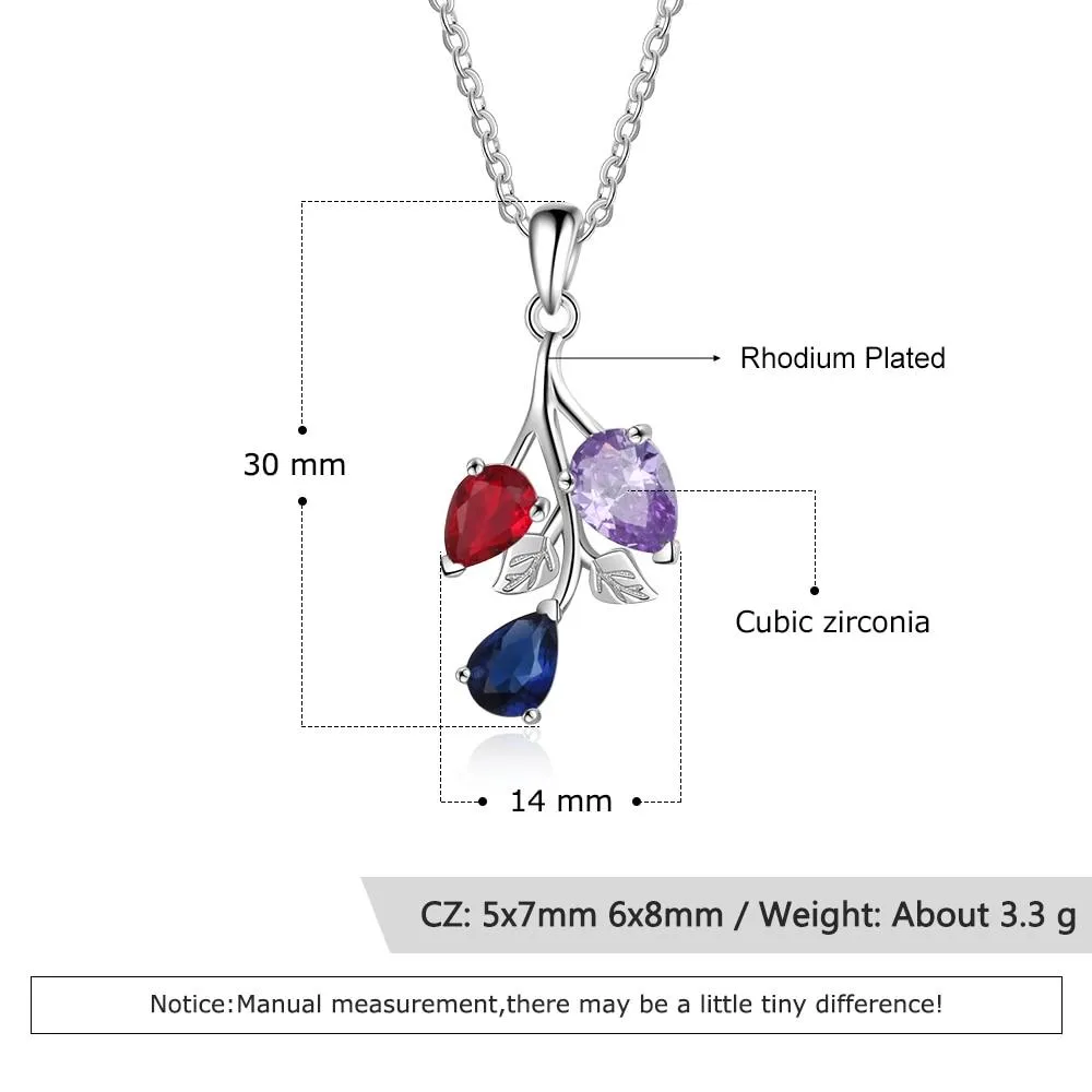Personalized Copper Necklace & Custom Leaf Pendant with 3 Birthstones, Trendy Women’s Party Jewelry
