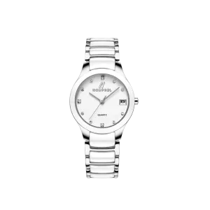Petite Link Reign 34MM Womens Ceramic Watch In White and Silver