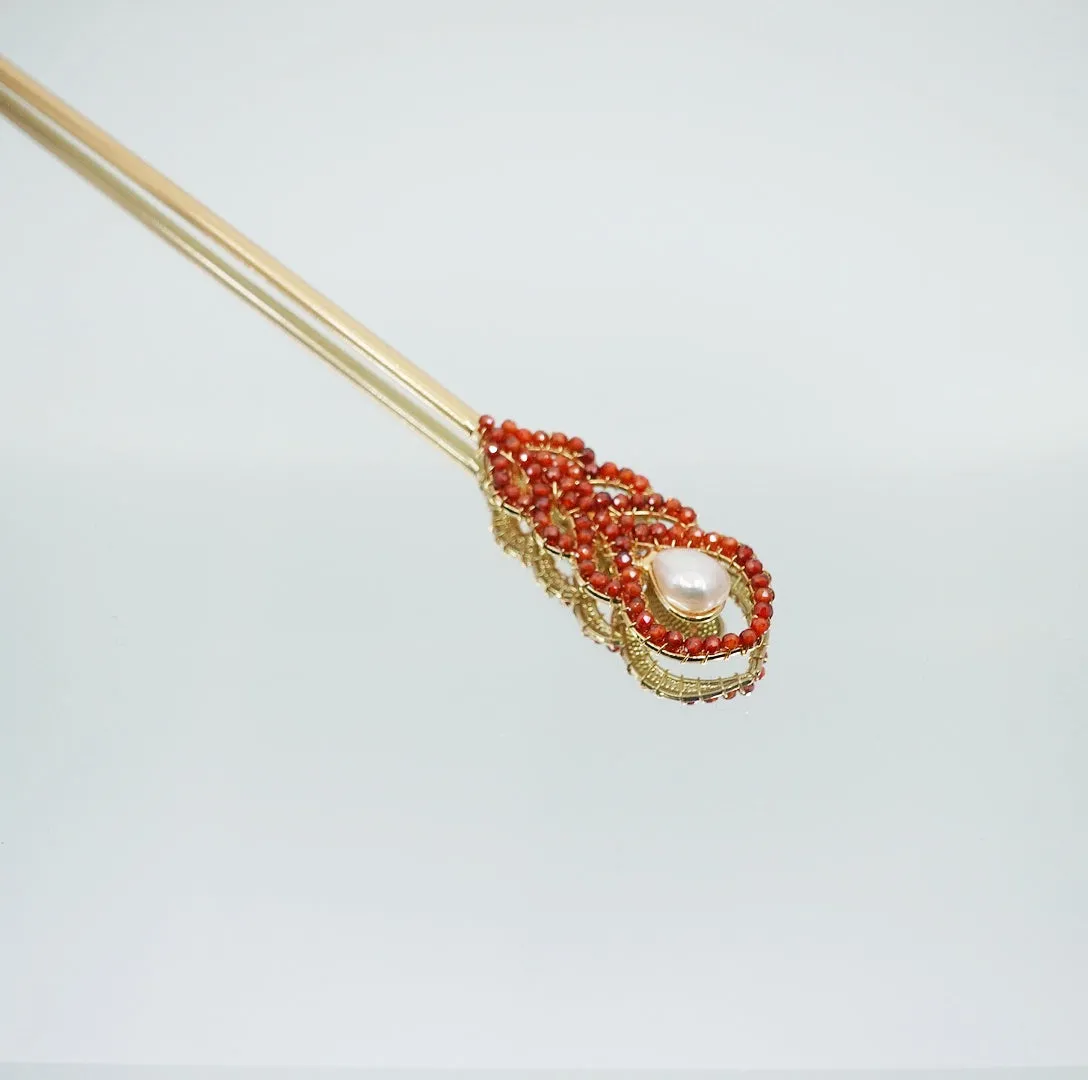 Phoenix Feather Carnelian Hairstick